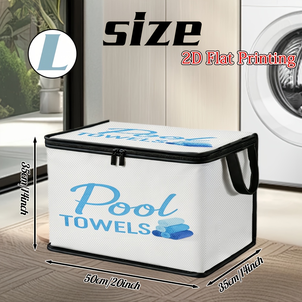 TEMU Large Canvas Cube For Storing Pool Towels, Featuring A Handle, Perfect For Organizing Clothes, Books, And At Home Or During Summer By , Shelf