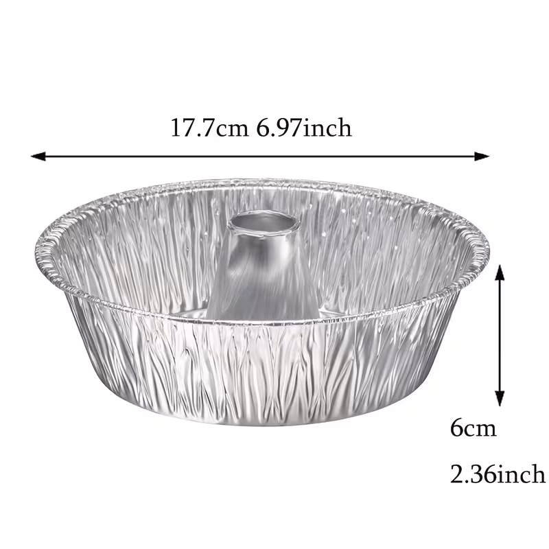 10 قطع من صواني خبز الكعك الدائرية المصنوعة من رقائق الألومنيوم للاستعمال مرة واحدة - علبة أنبوبية شديدة التحمل لكعكة الفاكهة وكعكة الشيفون - صواني عرض تزيينية لعيد الميلاد والهالوين وعيد الفصح والحانوكا وعيد الشكر - أدوات خبز آمنة للاتصال بالطعام تفاصيل المنتج 2