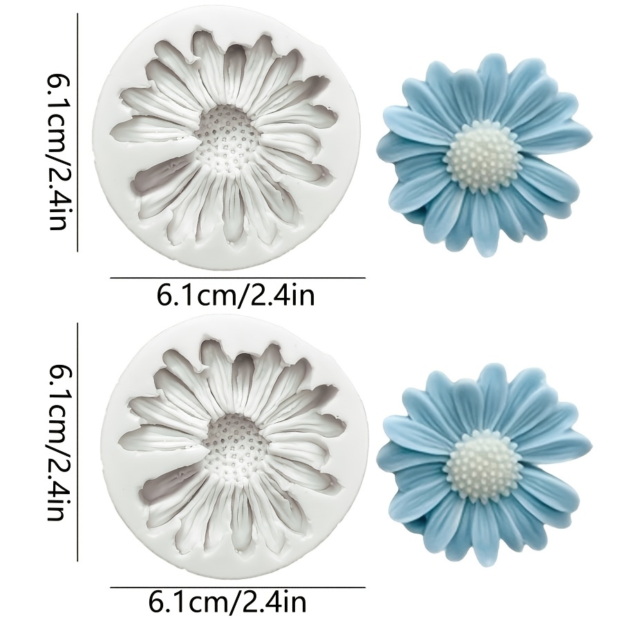 TEMU Soap Silicone Mold 2pcs Daisy Flower Silicone Candle Soap Mold Set, Diy Resin Soap Casting, Aromatherapy Plaster Making, Home Decor Gift Making,