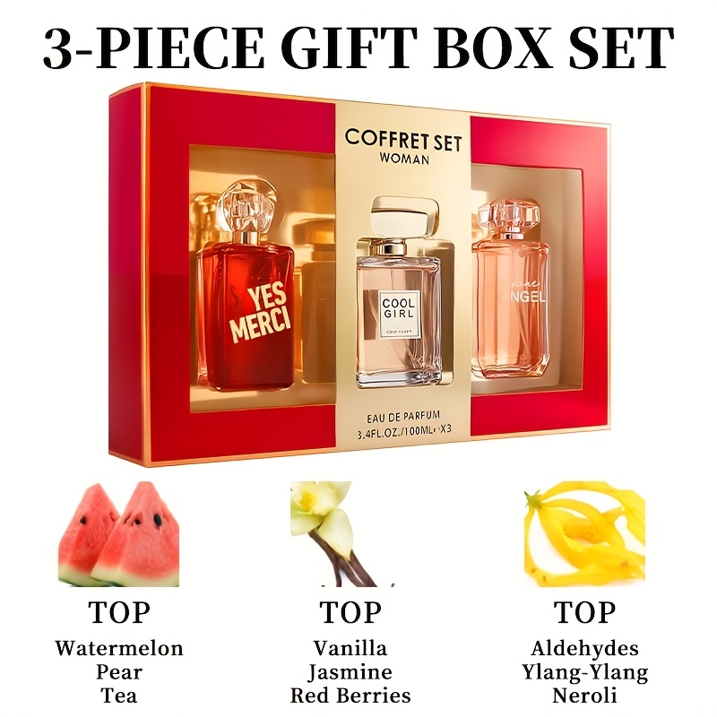 3 piece set womens eau de parfuma spray gift box long - Temu