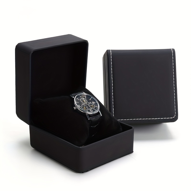 

1pc Elegant Black Matte Leather Watch Storage Box With Lid - Sleek Rectangular Jewelry Gift Packaging, Ideal For Watch Display And Protection, Elegant Watch Display|stylish Flip Cover| Leather Box