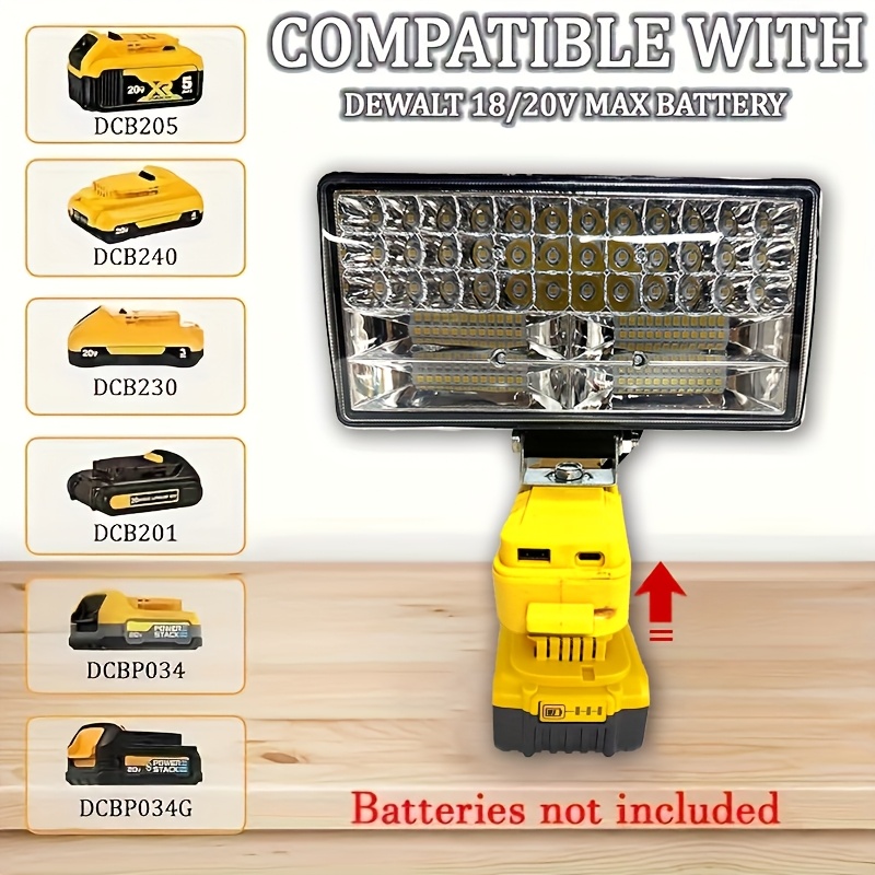 TEMU For 20v Max Batteries This Adjustable Led Work Light Is A Portable Emergency Floodlight Featuring A 4/8-inch Usb & Type-c Ports And Is Suitable