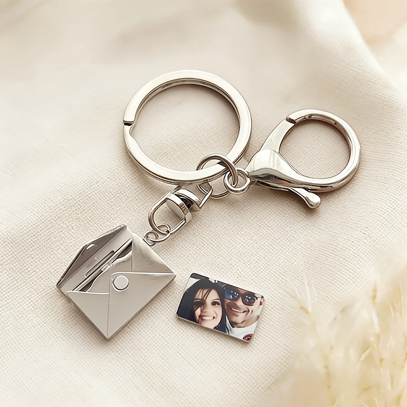 TEMU Custom Photo Keychain Stainless Steel, Personalized Photo Keyring Unisex Couple Gift Anniversary Jewelry Casual Attire Birthday Gift For