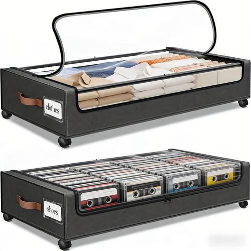 1pc 2pcs set of under bed storage boxes with wheels used for storing clothes blankets shoes books and bedding