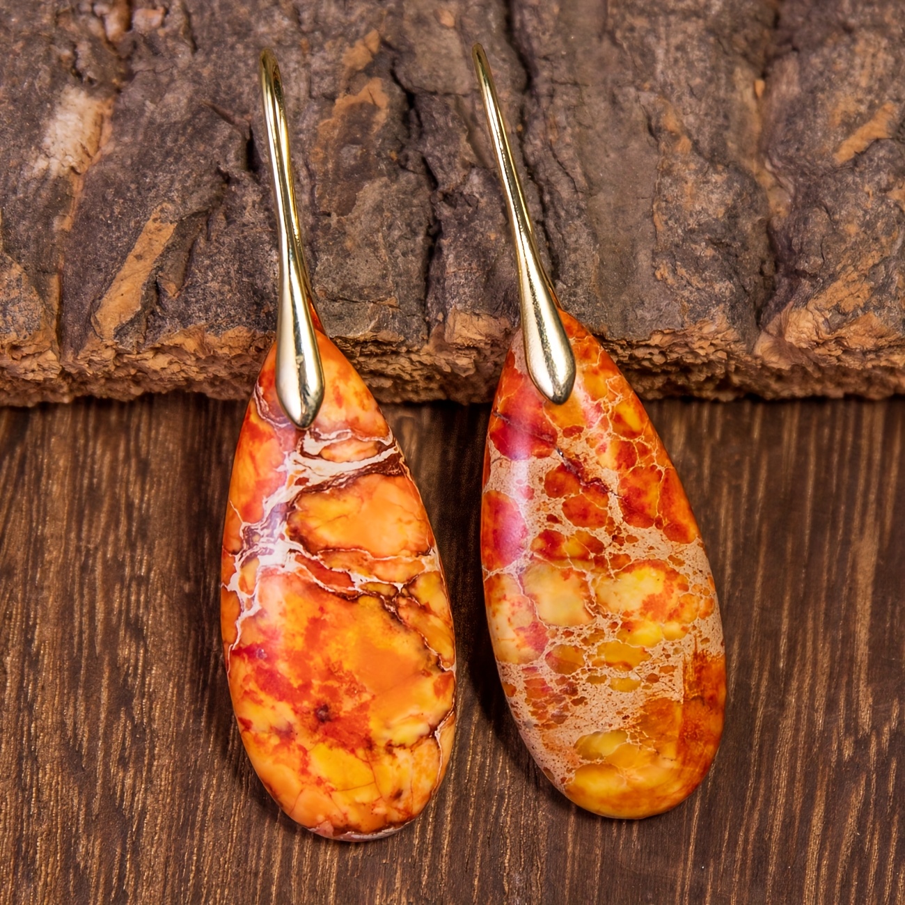 E-shop Naturstein Ohrringe in Orange, Elegante Damenohrringe für den täglichen Gebrauch, Schmuck im Bohemian-Stil, Perfektes Geschenk für Damen
