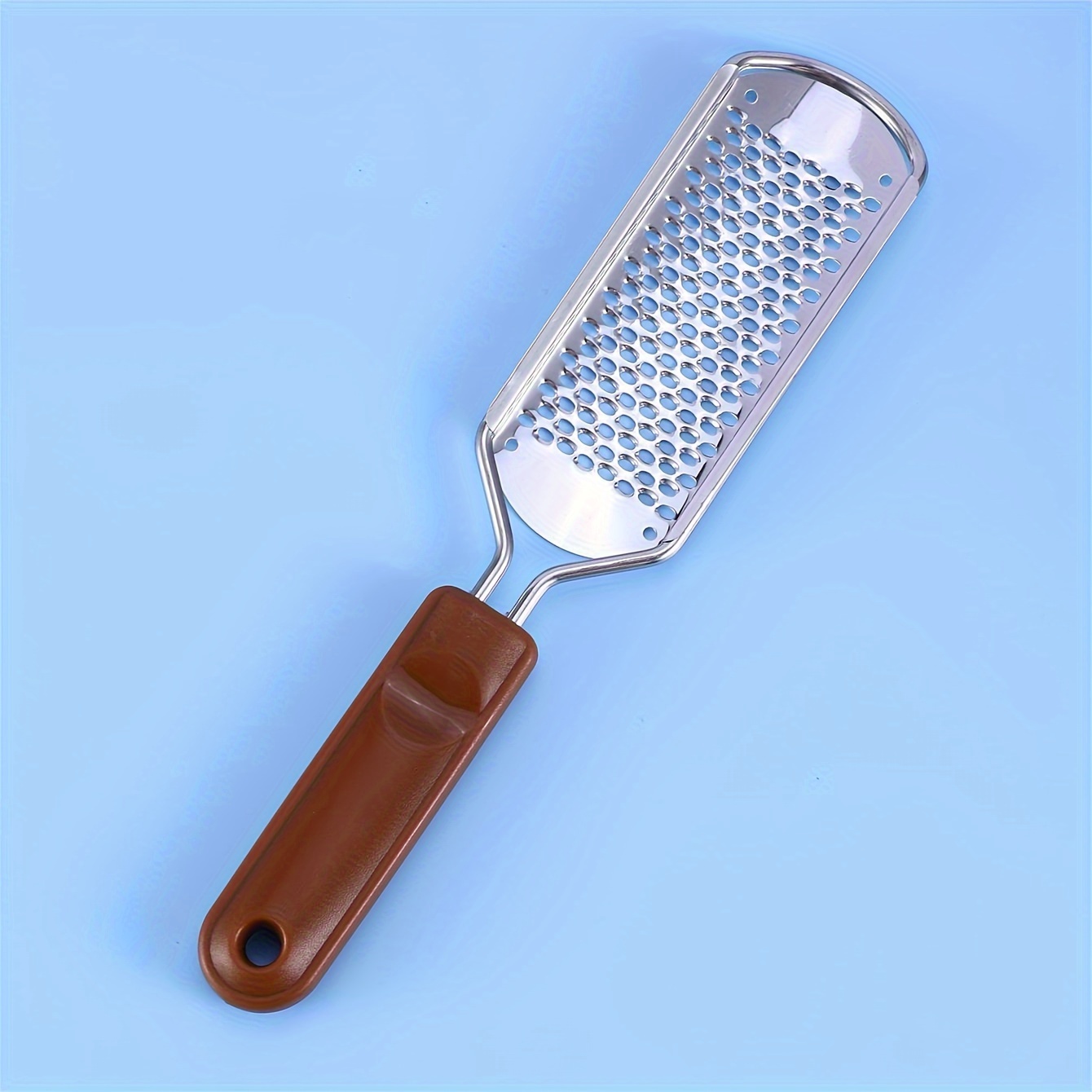 TEMU Foot File Callus Remover, Smiling Texture 304 Stainless Steel Grater, Durable Pp Plastic Handle, Unscented Pedicure Tool For And Feet -