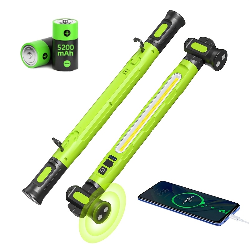 TEMU Rechargeable Magnetic Led Work Lamp, Portable Under-hood Work Lamp, 3000lm, 360° Rotating Lamp Head, With Strong Magnet And Hook, Suitable For