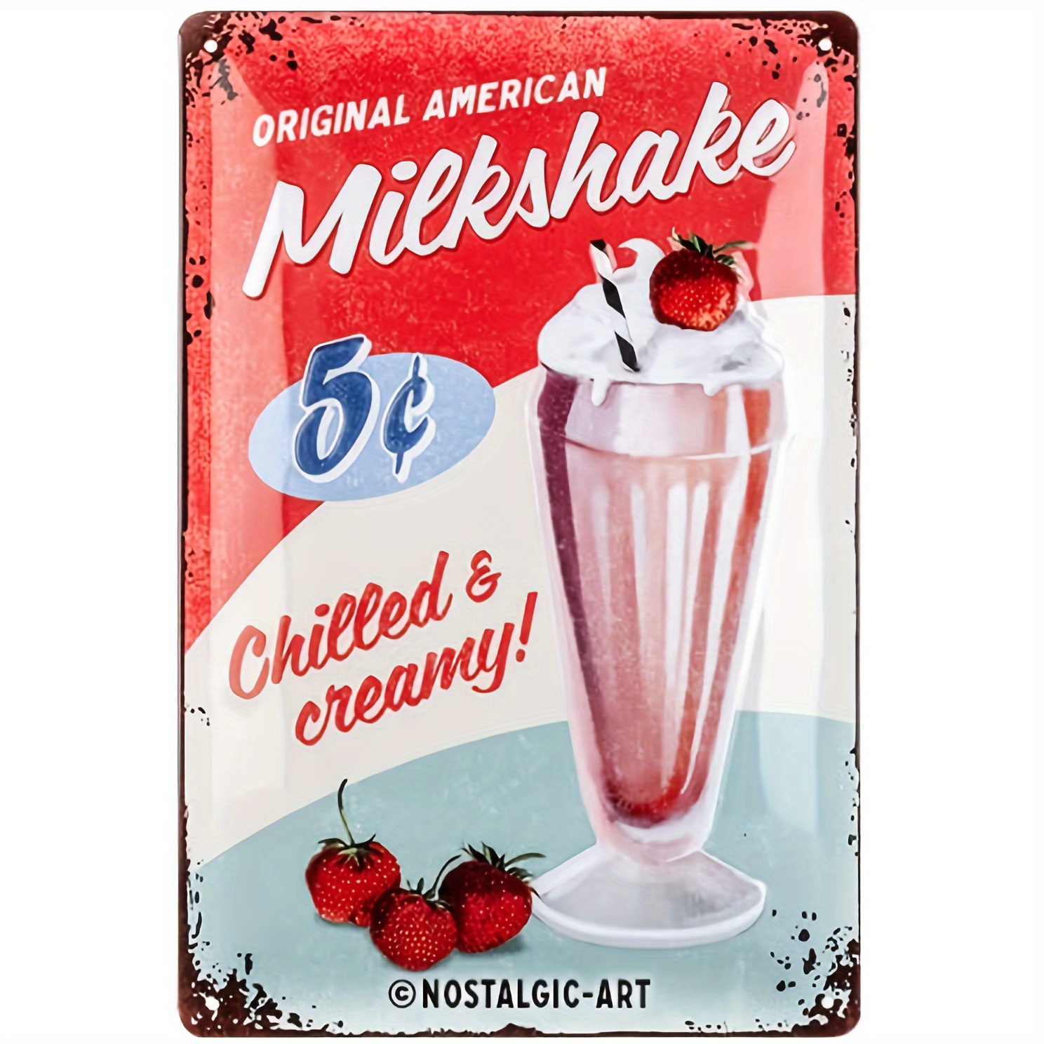 

Plaque Métallique Vintage Milkshake - Décor Rétro de Diner Américain, Cadeau Parfait pour les Passionnés d'Américain, Art Mural en Fer Durable