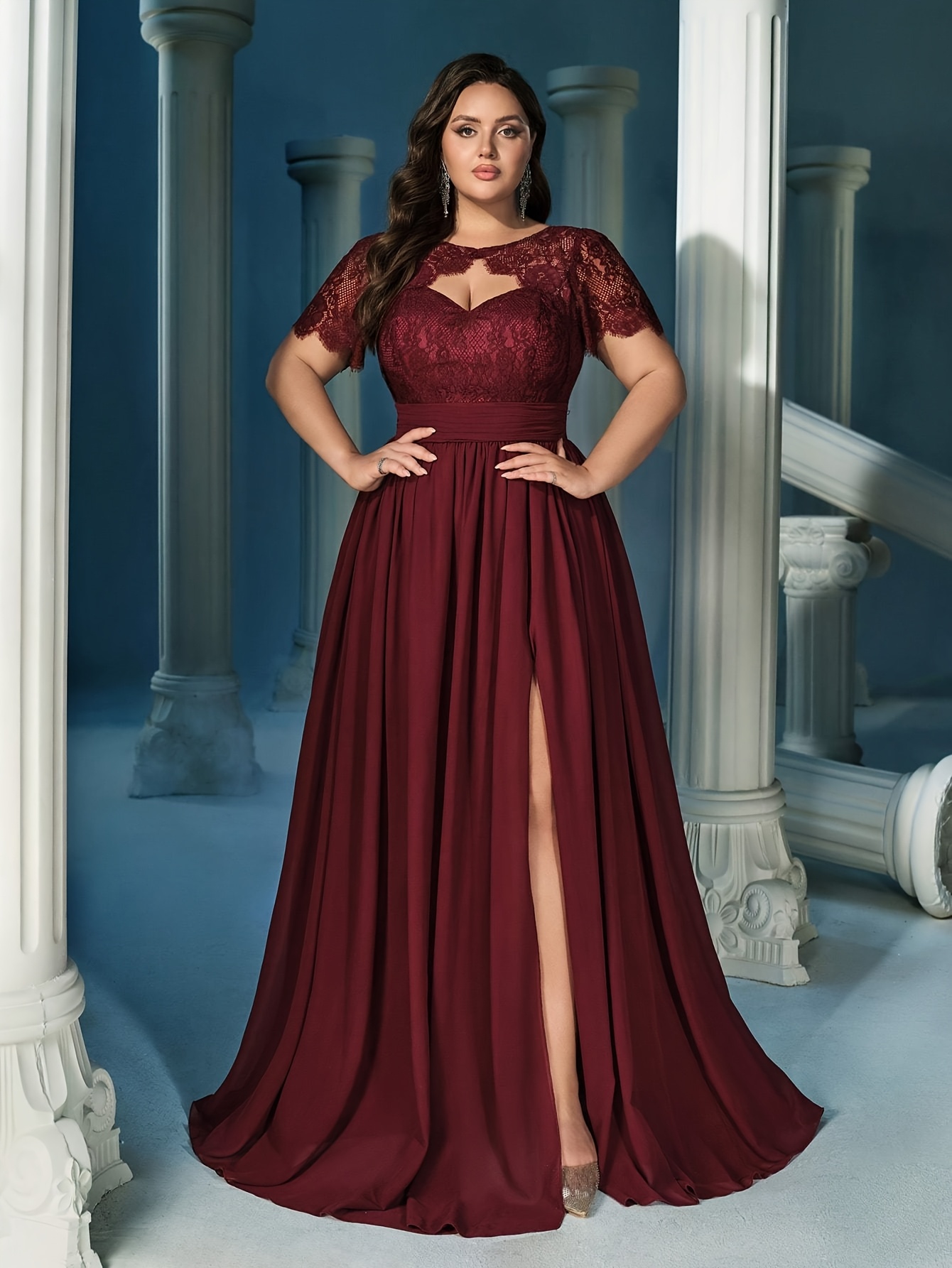 blue dress for baby girl Plus Size Sleeveless Floor Length V Neck Wholesale Bridesmaid dresses