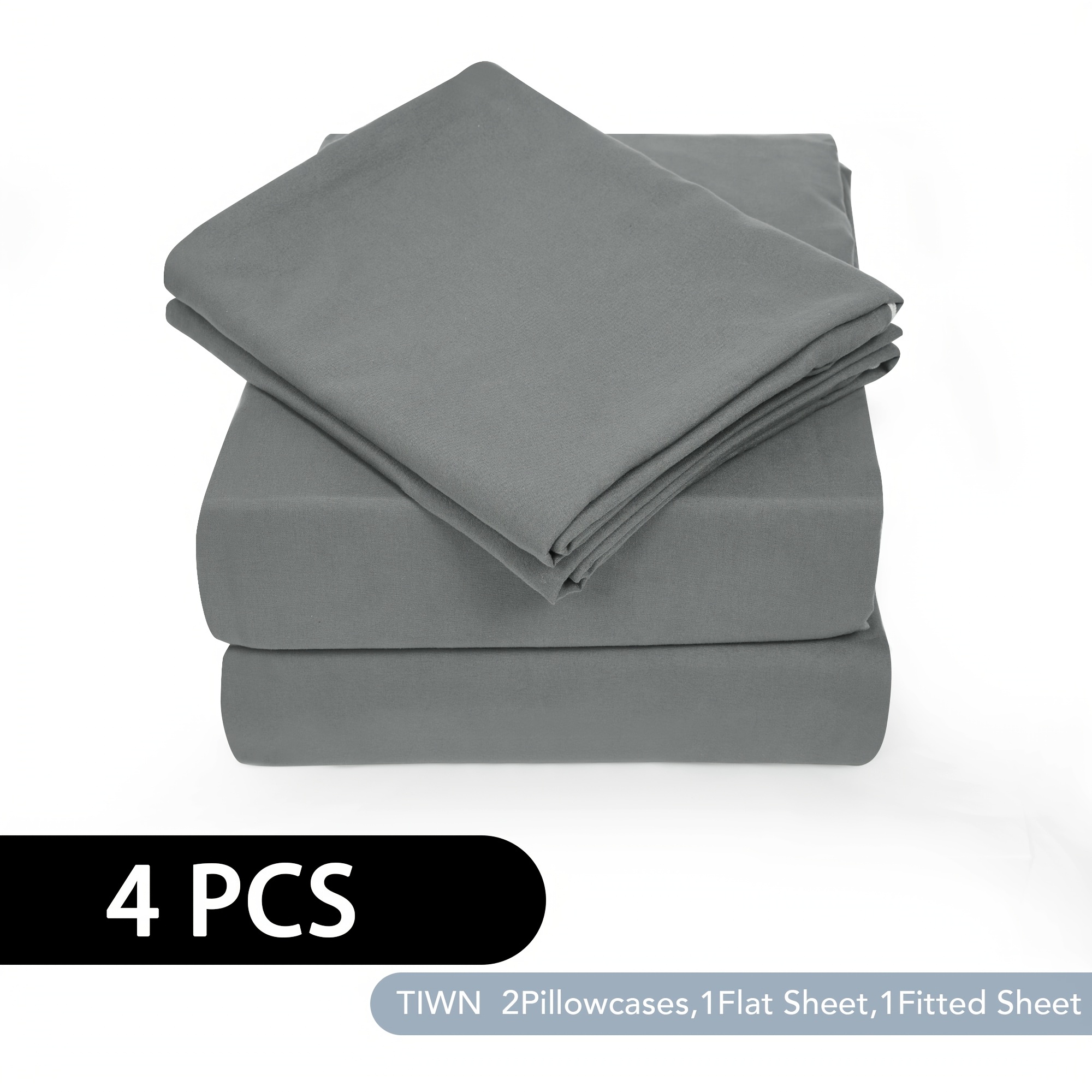 

4pcs Solid Bed Sheets, Soft & Breathable Sheets Friendly Cooling Sheets With Pillowcases Without Filler, 16 Inches Deep Pocket (fitted Sheet Flat Sheet Pillowcase)