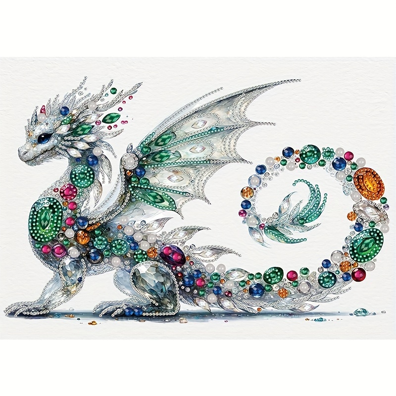 

Diy 5d Diamond Painting Kit - Dragon Design With Special Shaped Crystals, Mosaic Craft Set For Wall Decor, Perfect Handmade Gift