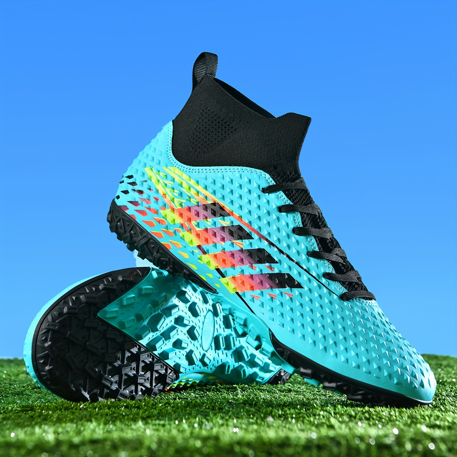 new unisex professional soccer cleats combat boots anti slip ag spikes breathable football shoes outdoor lawn light football boots competition training shoes faux leather sports soccer shoes
