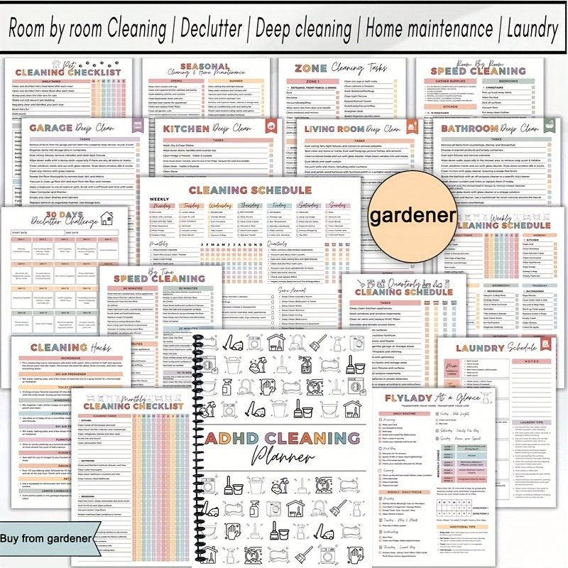 

Cleaning Planner,home Cleaning Schedule,weekly,monthly, Cleaning Checklist,,family Chore Workbook