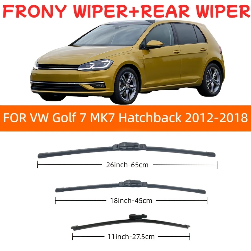 E-shop Passend für VW GOLF 7 MK7 Schrägheck 2012-2018 Front- und Heckscheibenwischer-Set, Größen 26''+18''+11'', Ersatz-Scheibenwischer für Front und -