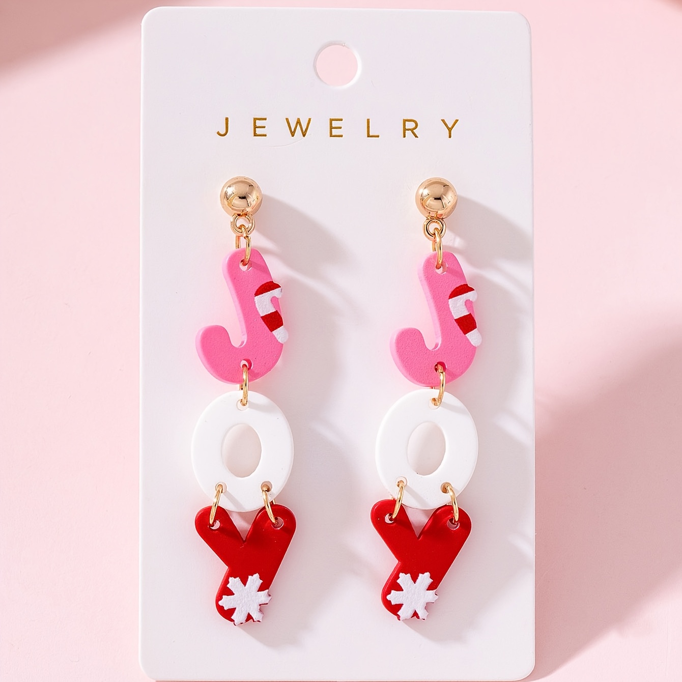TEMU 1 Pair Of Christmas Joy Scepter Snowflake Lacquer Design Women's Fashion Drop Earrings, For Holiday Parties