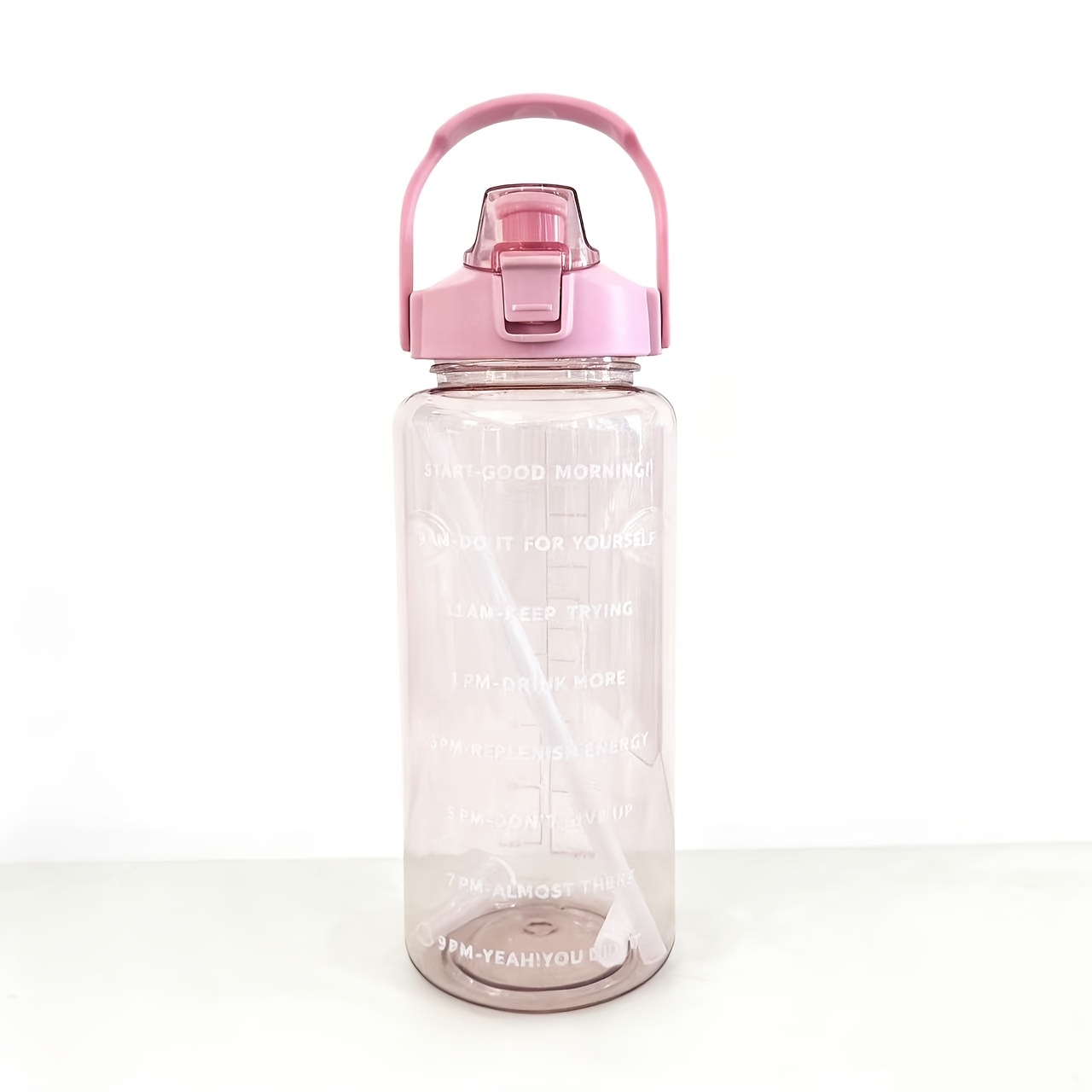2l Portable Water Bottle, Large Capacity Plastic Straw Cup With Time Marker, Suitable For Outdoor Sports And Fitness, Portable Sports Water Bottle