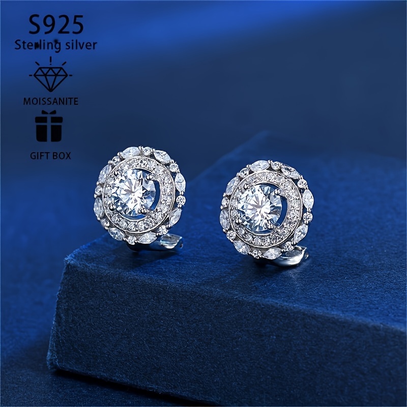 

925 Silver Sparkling 2 Carat Moissanite Jewelry Accessories Personalized Women' Earrings Elegant And Single Party Wedding Anniversary Party Gift Christmas Gift