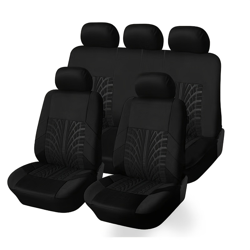 TEMU Housses de siège auto intégrales 5 places, motif de trace de pneu élégant, ajustement universel pour la plupart des voitures à 5 portes,