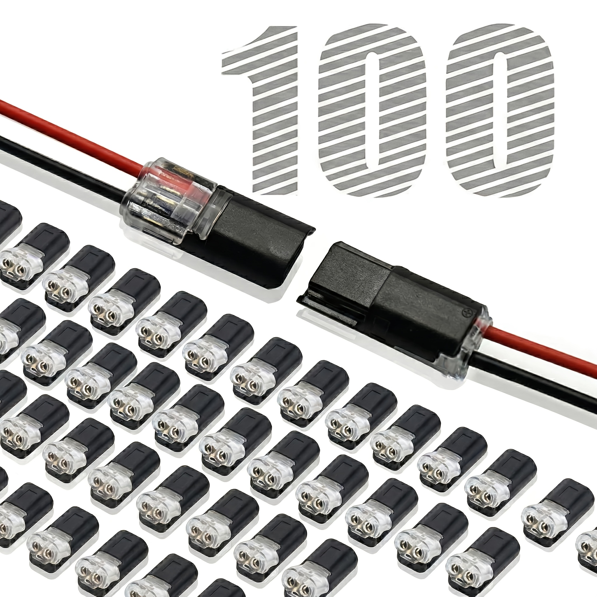 TEMU Conectores de cable de conexión rápida de 2 pines de voltaje, conector de cable enchufable con hebilla de bloqueo, diseño sin soldadura y sin