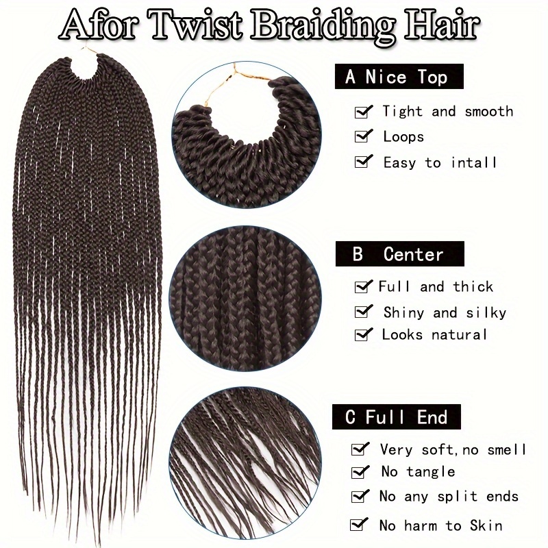 3  synthetic crochet box braids 24 inch pre looped for   knotless box braided hair extensions in   and blue gradient for women   braids gradient box braids natural look braids crochet braids details 2