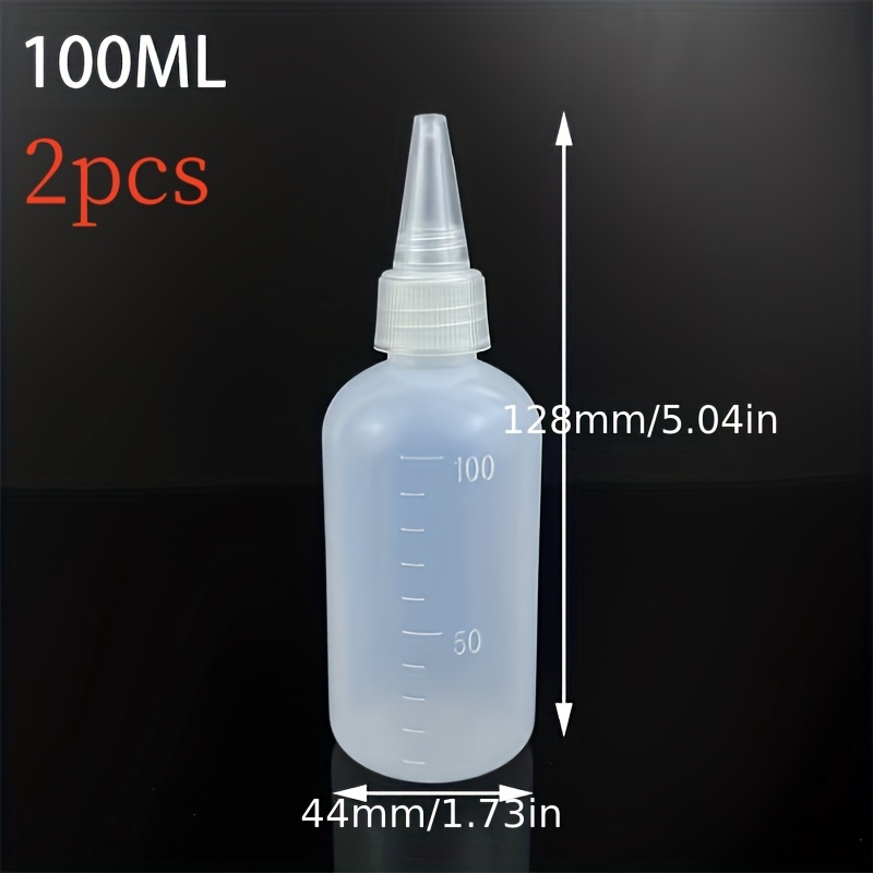2pcs Of Semi-transparent Plastic Bottles With Graduated , Pointed Nozzle For Dispensing Lotion, Paint, Or Other Liquids