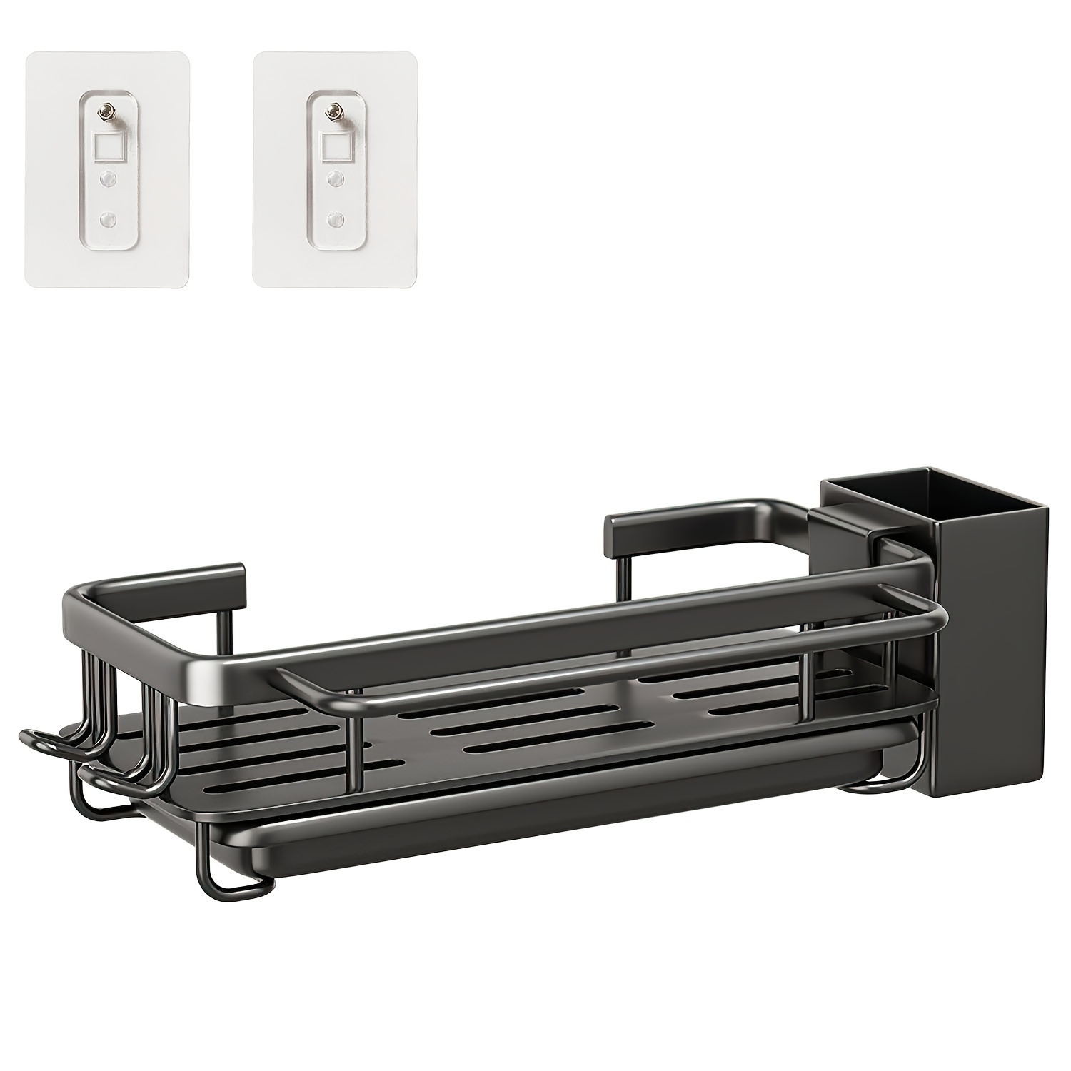 Image of Kitchen Sink Organizer Featuring A Sponge And Cloth Holder, A Wall Rack That Requires No Drilling (equipped With A Detachable Drip Tray), A Utensil Holder, A Towel Bar, And Hooks