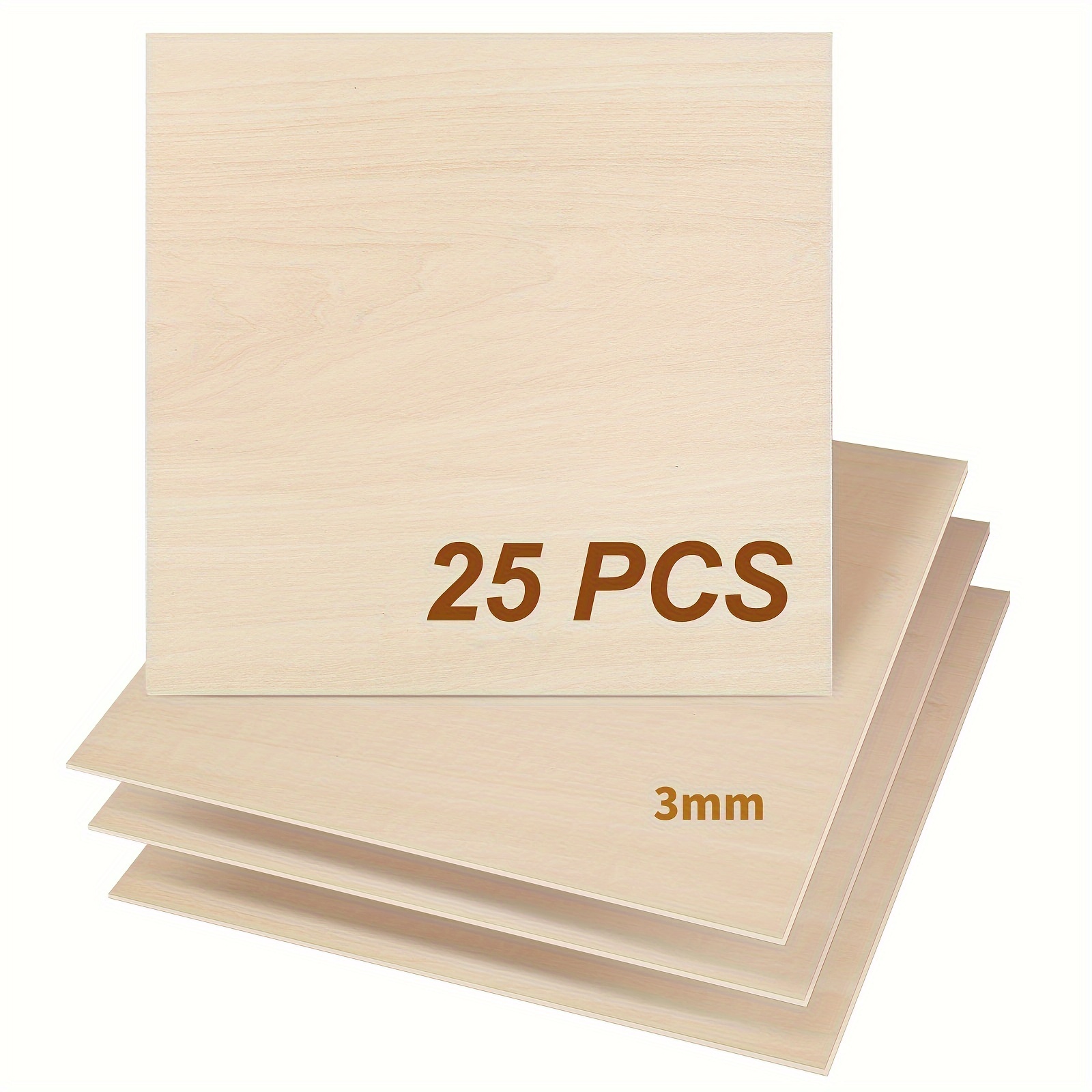 

25 Pcs 1/8" Basswood Sheets 3mm Plywood 1/8" X11.8"x 11.8" Plywood Board For Laser Cutting Engraving Craft, 1/8 Inch Bass Wood Sheet 300 X300 X3mm
