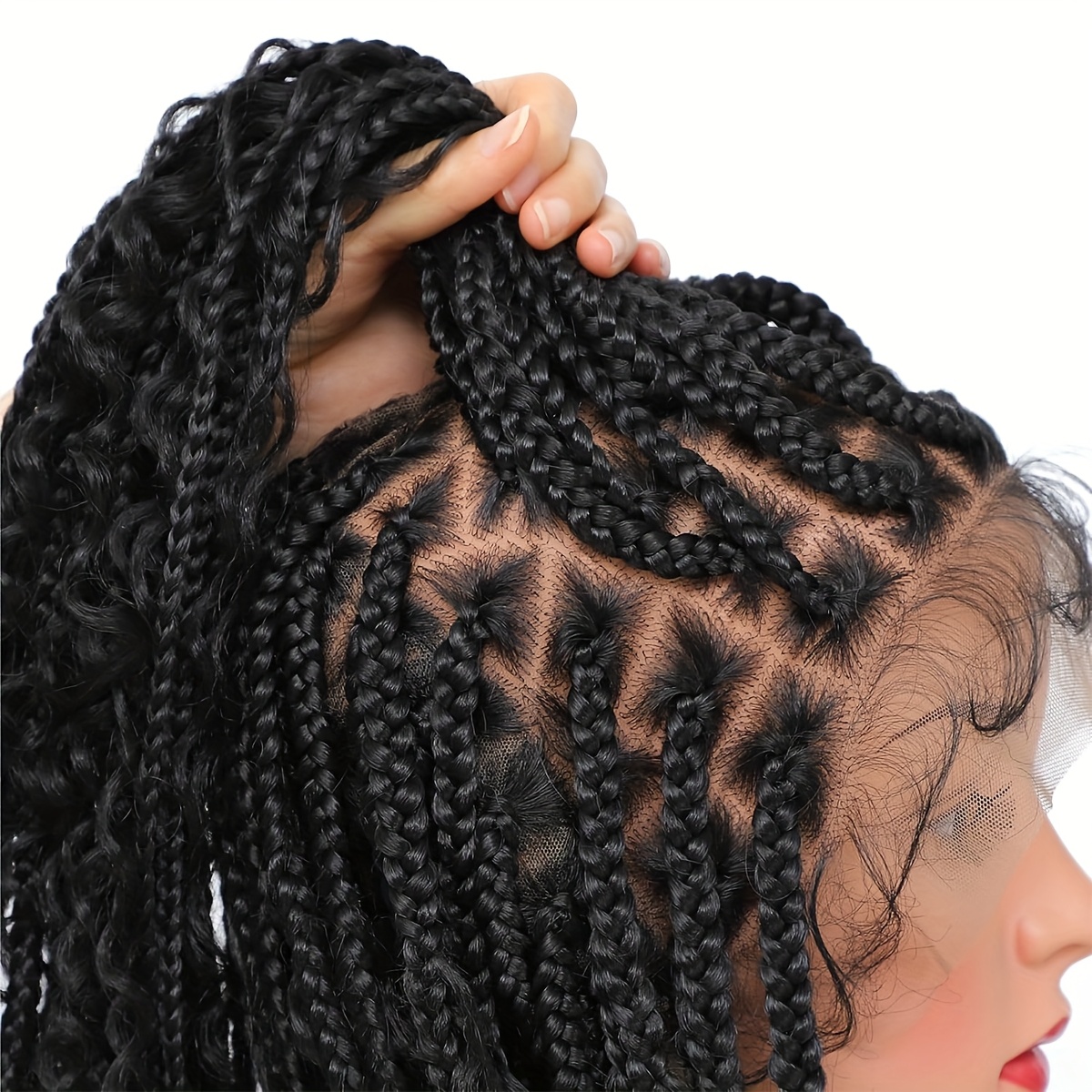 13x8 lace front boho knotless box braided wigs women - Temu  display picture 2