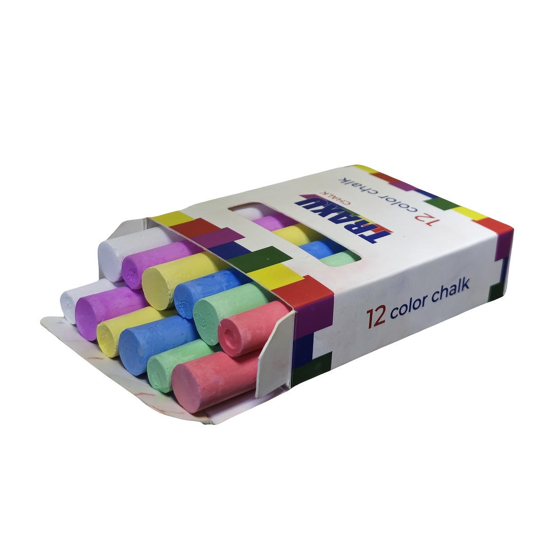 TEMU Colored Chalk Sets With 12/24/36/72pcs Optional, In 6 Colors. Washable Sidewalk Chalk Sets Are Suitable For Outdoor Art Graffiti, Outdoor