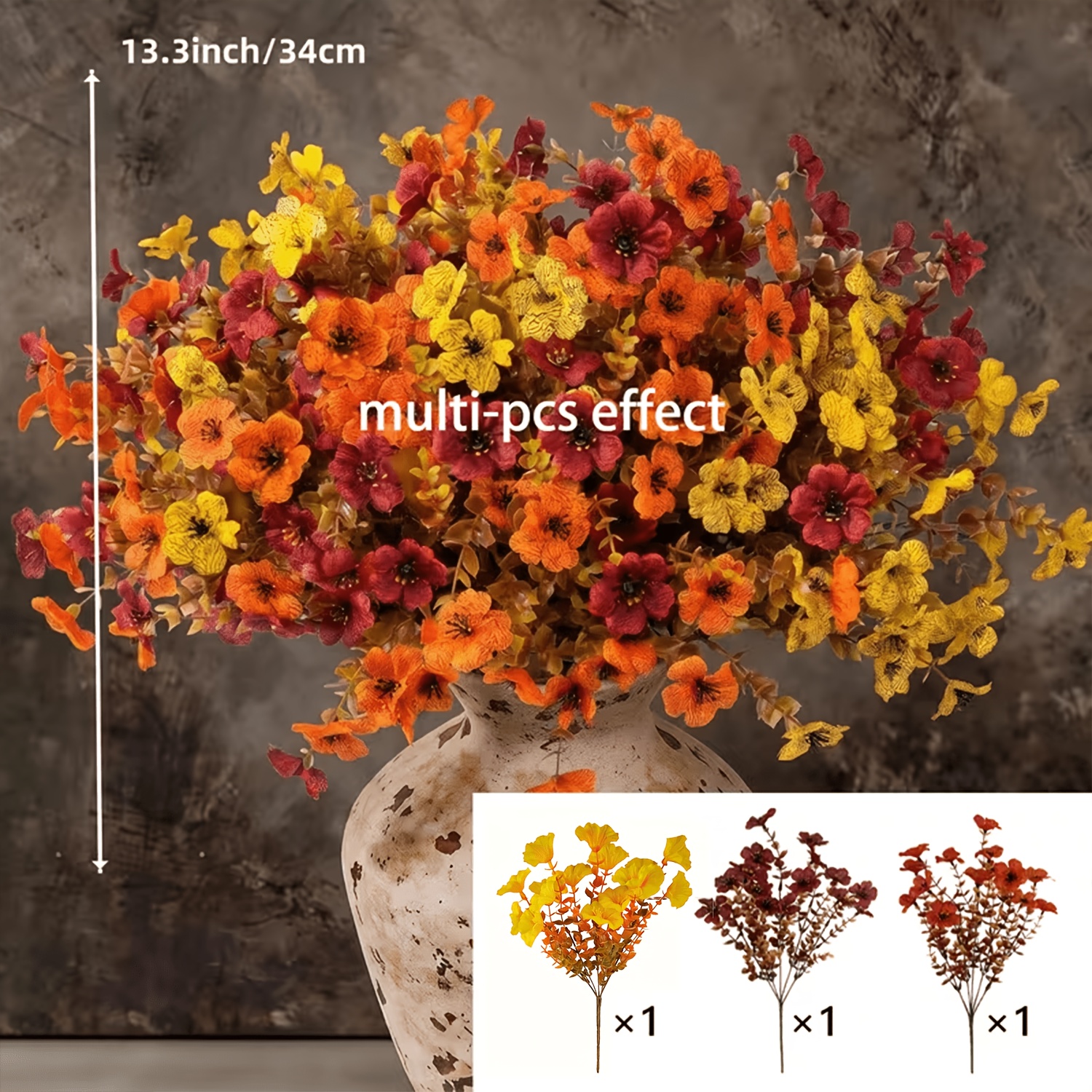 TEMU 3 Bundles Outdoor Decor Artificial Sunflower Flowers • Uv Resistant Non-fading • Halloween Harvest Thanksgiving Autumn Fake Plant Decorations •