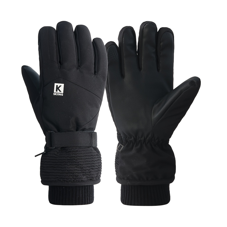 TEMU Men's & Women's Thermal Ski Gloves Suitable For -20°c Cold Weather, Touchscreen Compatible Full-finger Gloves With Thick, Extended Long-length