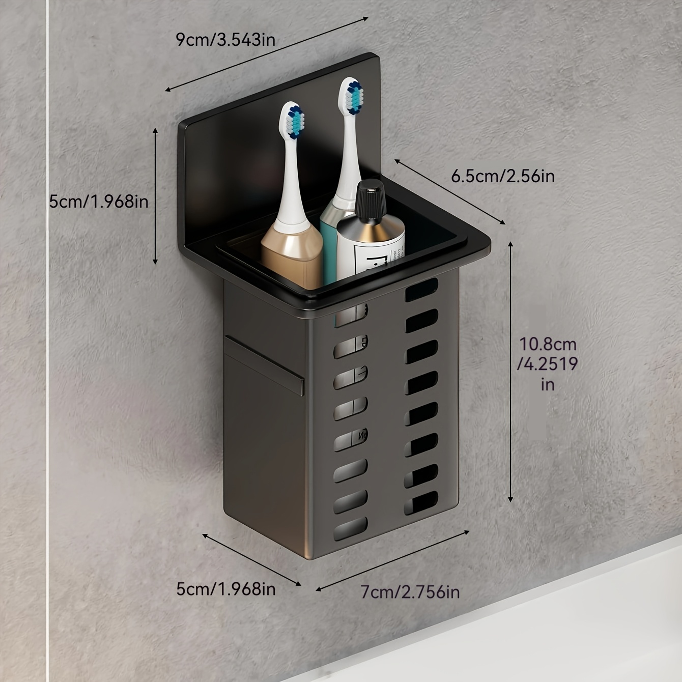 Image of 1pc Toothbrush Holder For Bathroom, Wall Mounted Toothbrush Storage Rack, Bathroom Storage Organizer, Bathroom Multifunctional Toothpaste Toothbrush Container, Bathroom Accessories