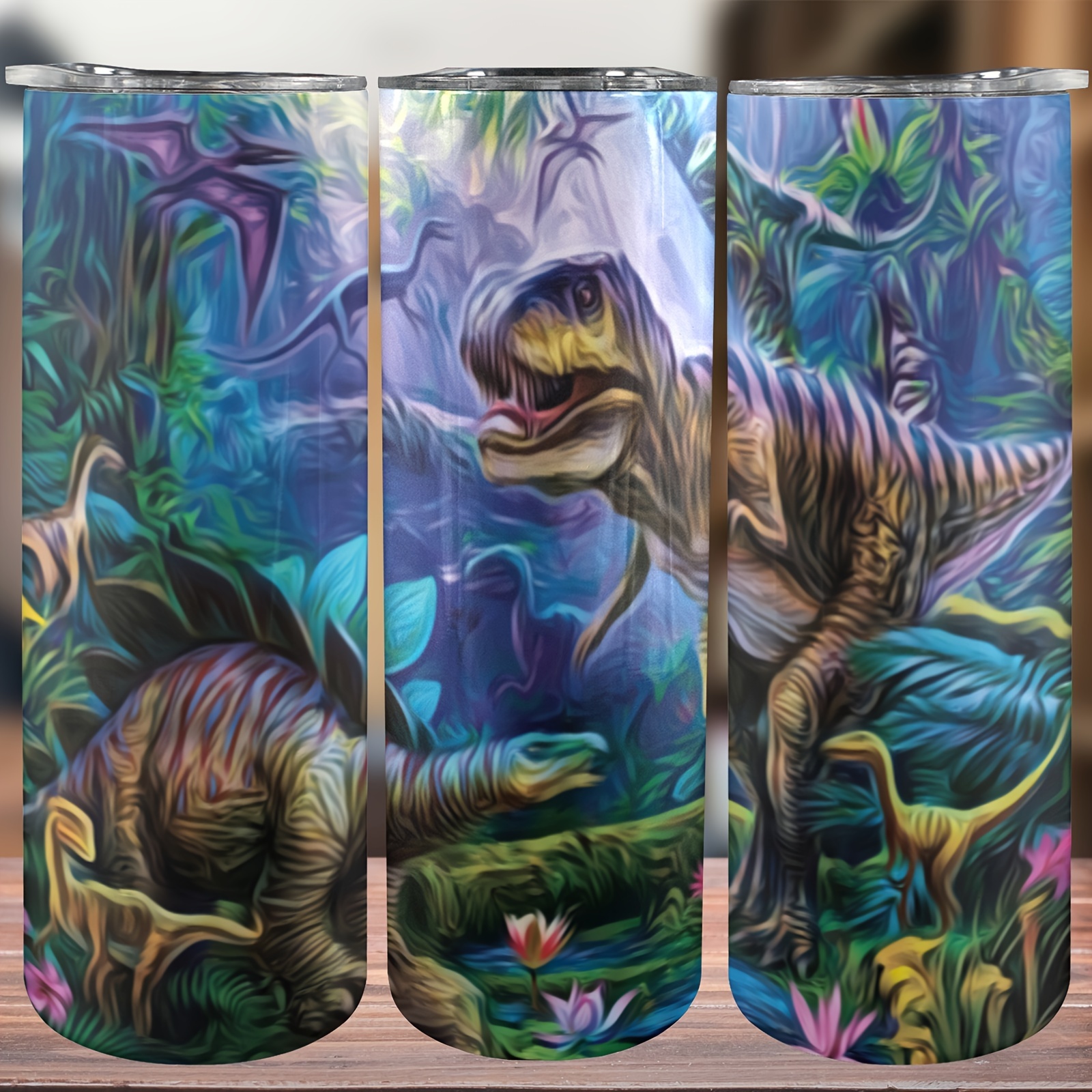 

20oz Dinosaur-themed Stainless Steel - Insulated, Portable With Handle, Lid & Straw | Ideal For Car, Home, Office | Summer Drinkware, Travel Accessory, Washable | Perfect Birthday Gift