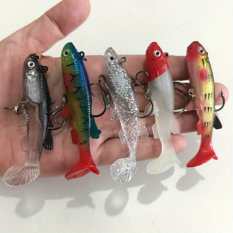 Image of 5pcs Fishing Lures Small Colorful Fish With Hook Lure Soft Bait Paddle Tail Swim Baits For , Trout, Walleye, Crappie, Sinking Jigs Bait For