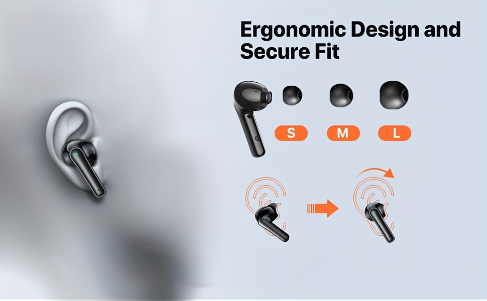 [V5.3 Bluetooth Earbuds] Bluetooth Ear Buds V5.3 with LED Display | 40H Playtime, HiFi Stereo Sound, In-Ear Earphones with Microphone for Android iOS (Black)