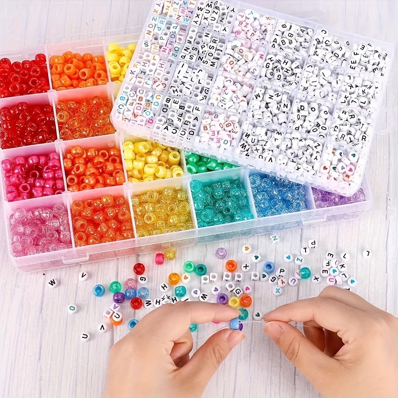 

2000pcs Acrylic Beads Set For Jewelry Making, Diy Crafting Kit With Alphabet Letter Beads And Colorful Round Beads, Large Hole Bead Assortment With Elastic String, Ideal For Bracelets And Necklaces