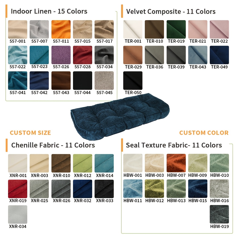 TEMU Custom Bench Cushion, 3 Inches Thick Outdoor Seat Pad, High-density Foam Mixed Filling, Custom Sizes Available, Ideal For Patio, Garden, Swing,