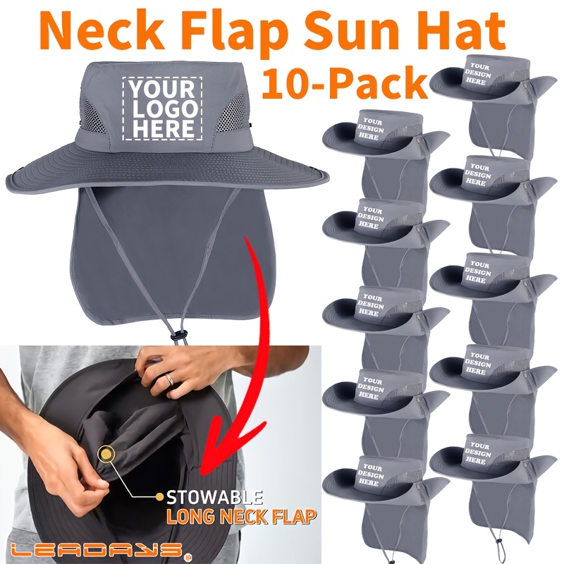 10-Pack Customizable Sun Hats with Logo and Text