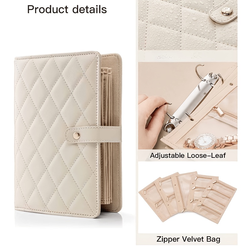 jewelry organizer book portable earring necklace ring storage album anti   travel jewelry binder with pockets travel jewelry organizer gift for women girls mom gift used for jewelry storage photo albums cards and postcards Product details 2