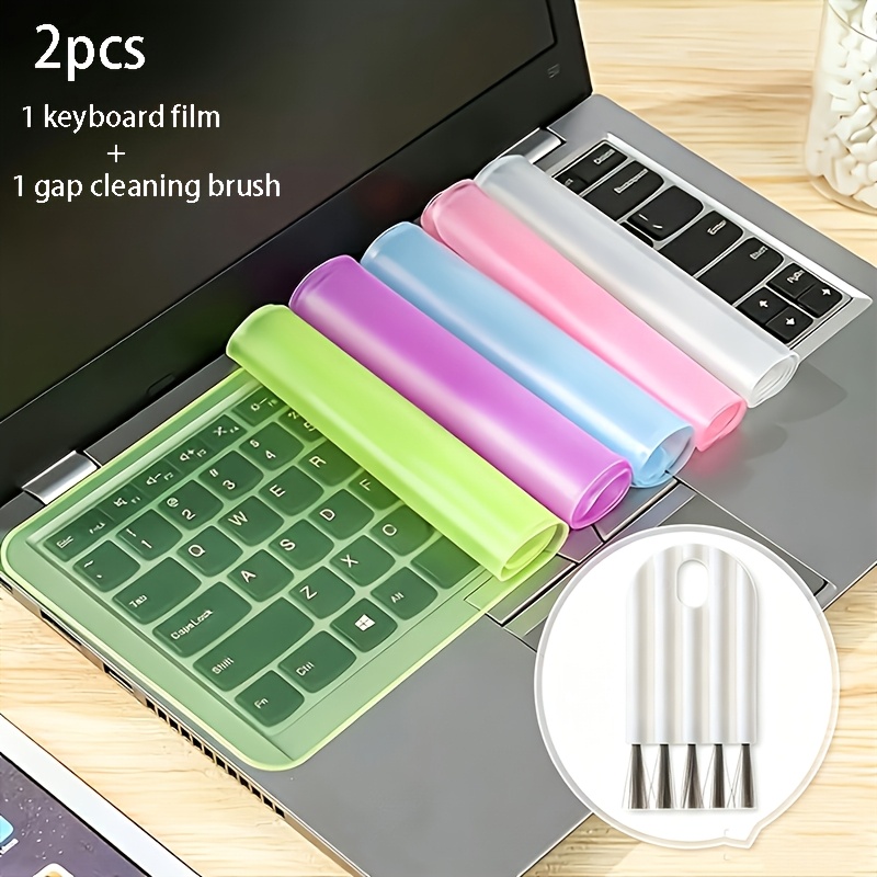 imagen del artículo 2 piezas de película protectora ultrafina para teclado y cepillo de limpieza para teclado, muy eficaz para proteger teclados. Adecuado para portátiles de 30.48-35.56 cm. La película protectora para teclado es duradera y antideslizante, ideal para negocios, oficina y viajes. A prueba de polvo, Abrir en una nueva pestaña.
