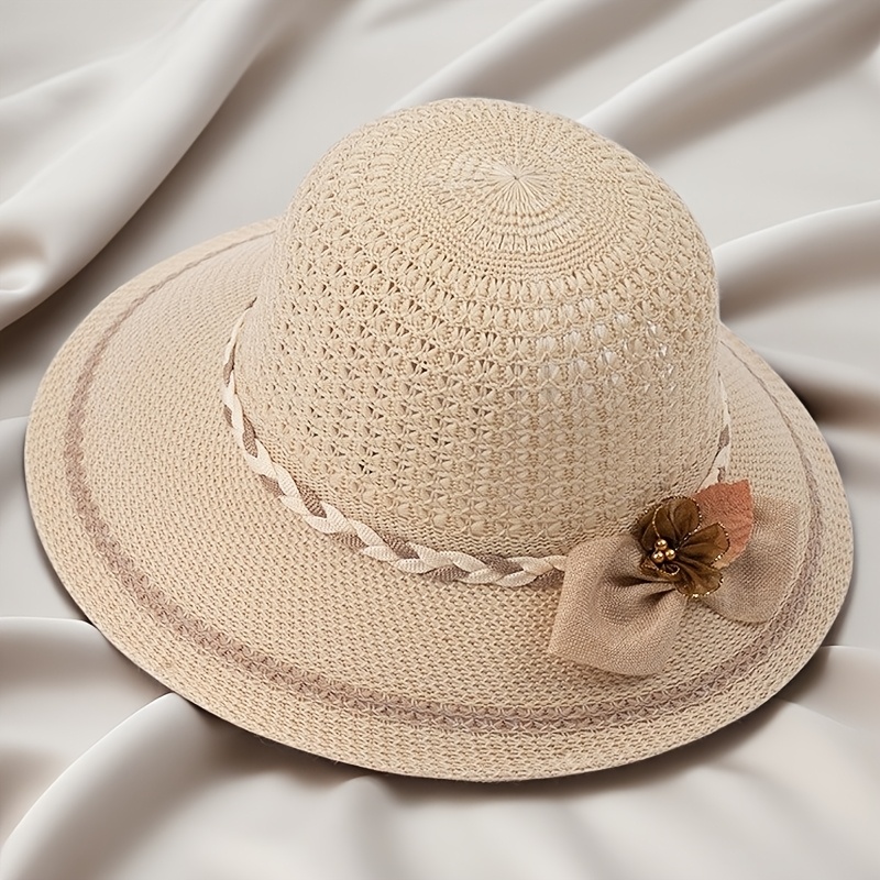 TEMU 1pc, Women's Summer Wide-brimmed Sun Hat, Breathable And Lightweight Fashion Sun Hat Suitable For Beach , Outdoor Activities, And Daily Mothers,