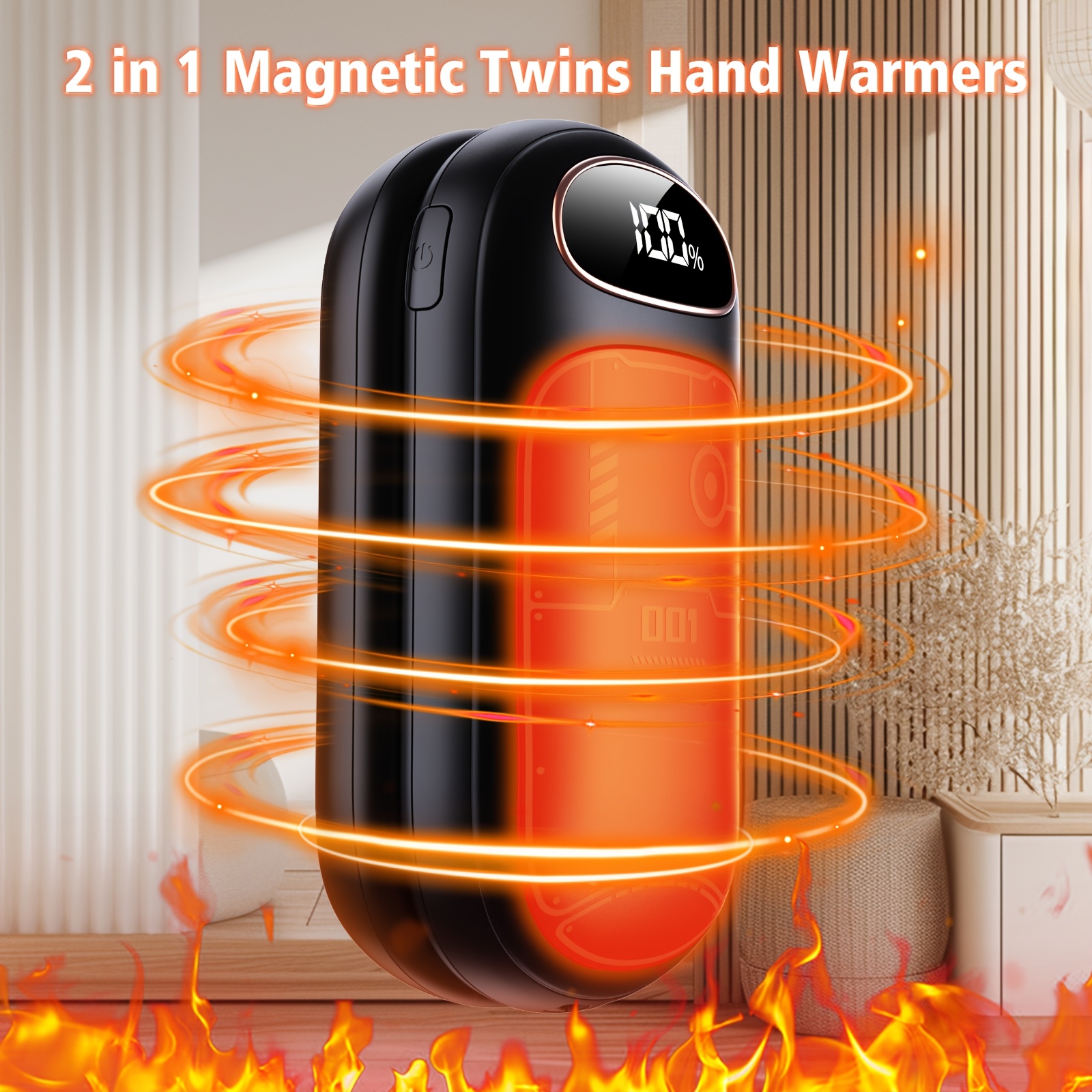 TEMU Hand Warmers Rechargeable - 3500mah Magnetic Electric Hand Warmer 2pcs, Heating Portable Pocket Hand Warmers For Raynauds, Golf, Camping, Hunting, Fishing, Ball Game