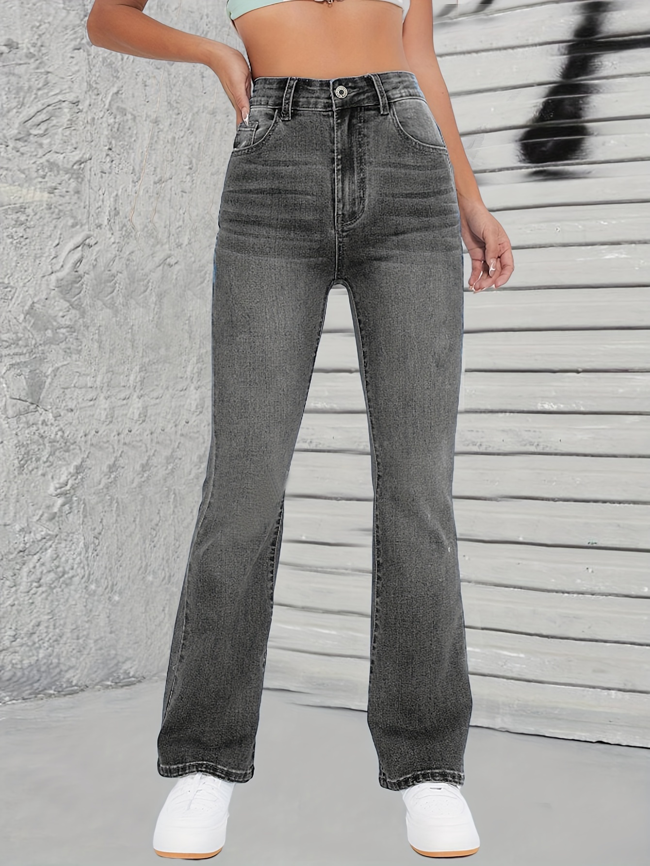Jeans De Jeans Femeninos Jeans Jeans Altos De La Cintura Ancha De 23,86 €