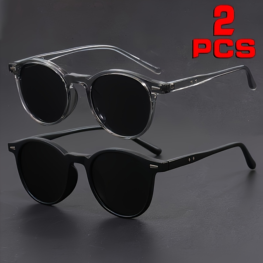 Lot de 2 paires de lunettes de soleil rondes vintage pour femmes/hommes, montures classiques tortoiseshell et vert olive, légères et élégantes, parfaites pour les voyages