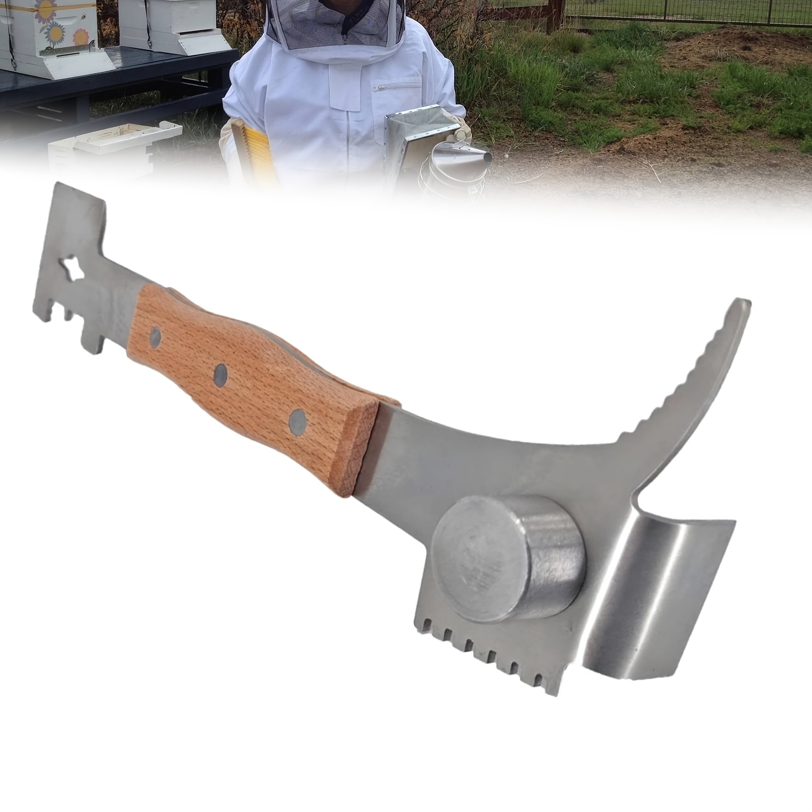 A Multifunctional Stainless Steel Beehive Tool, Including A Pry Bar For Woodworking And Beekeeping Supplies