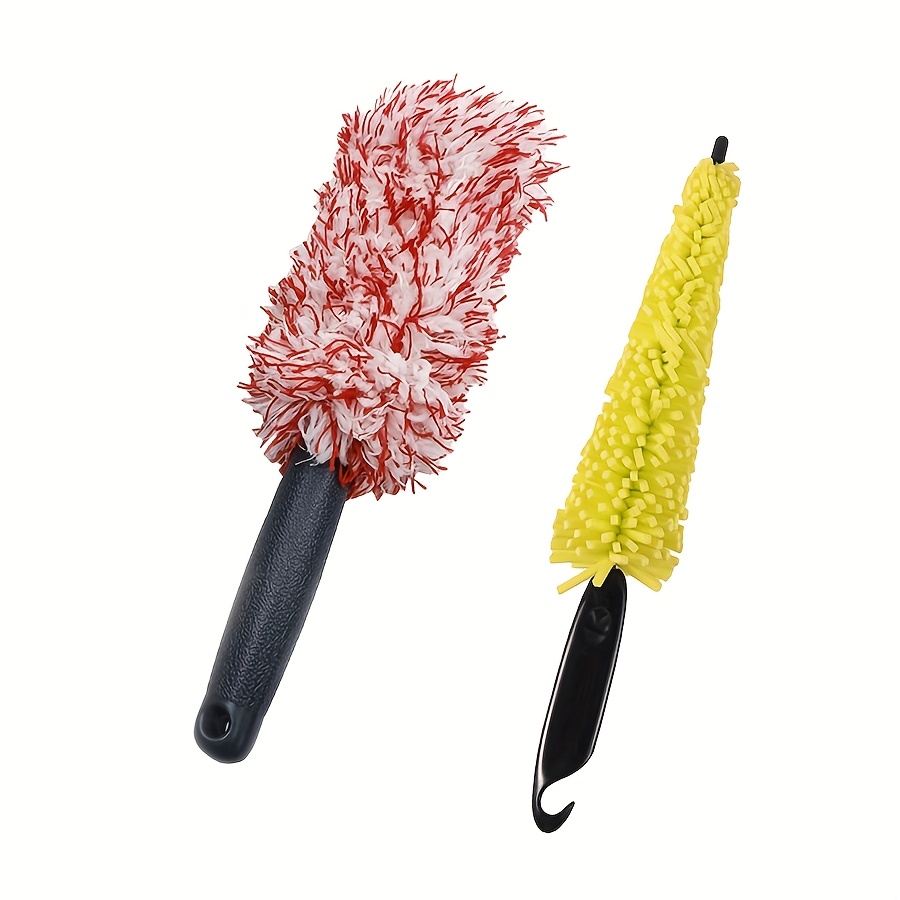 Car Wheel Cleaning Brush, Soft Microfiber Flat Rim Cleaner With Extra Detachable Cover For Most Rims And Spokes And Fenders Car Cleaning Wheel Brush