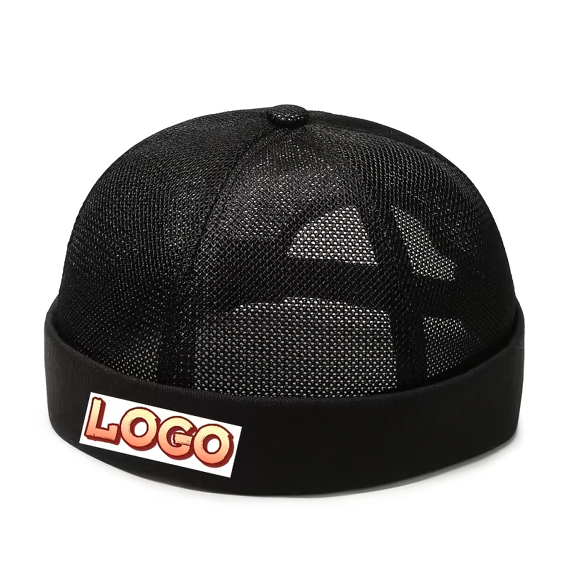 TEMU Chapeau d'été respirant en avec logo personnalisable, style hip-hop unisexe, casquette de sport décontractée, taille de tête réglable, non