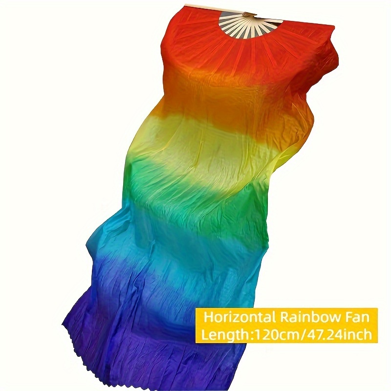 Extra Large Rainbow Folding Fan - Elegant Princess Theme, Colorful Handheld Accessory for Festivals & Parties details 7