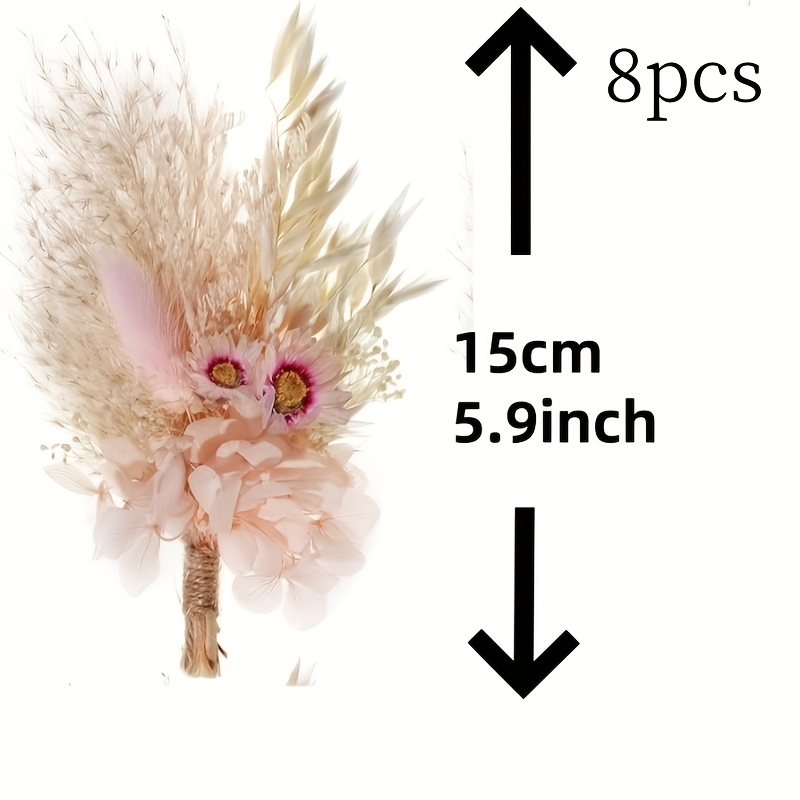 TEMU Lot de 8 mini bouquets de fleurs artificielles avec hortensias roses - Réalistes, adaptés à la décoration de , du mariage, du bureau, centres de