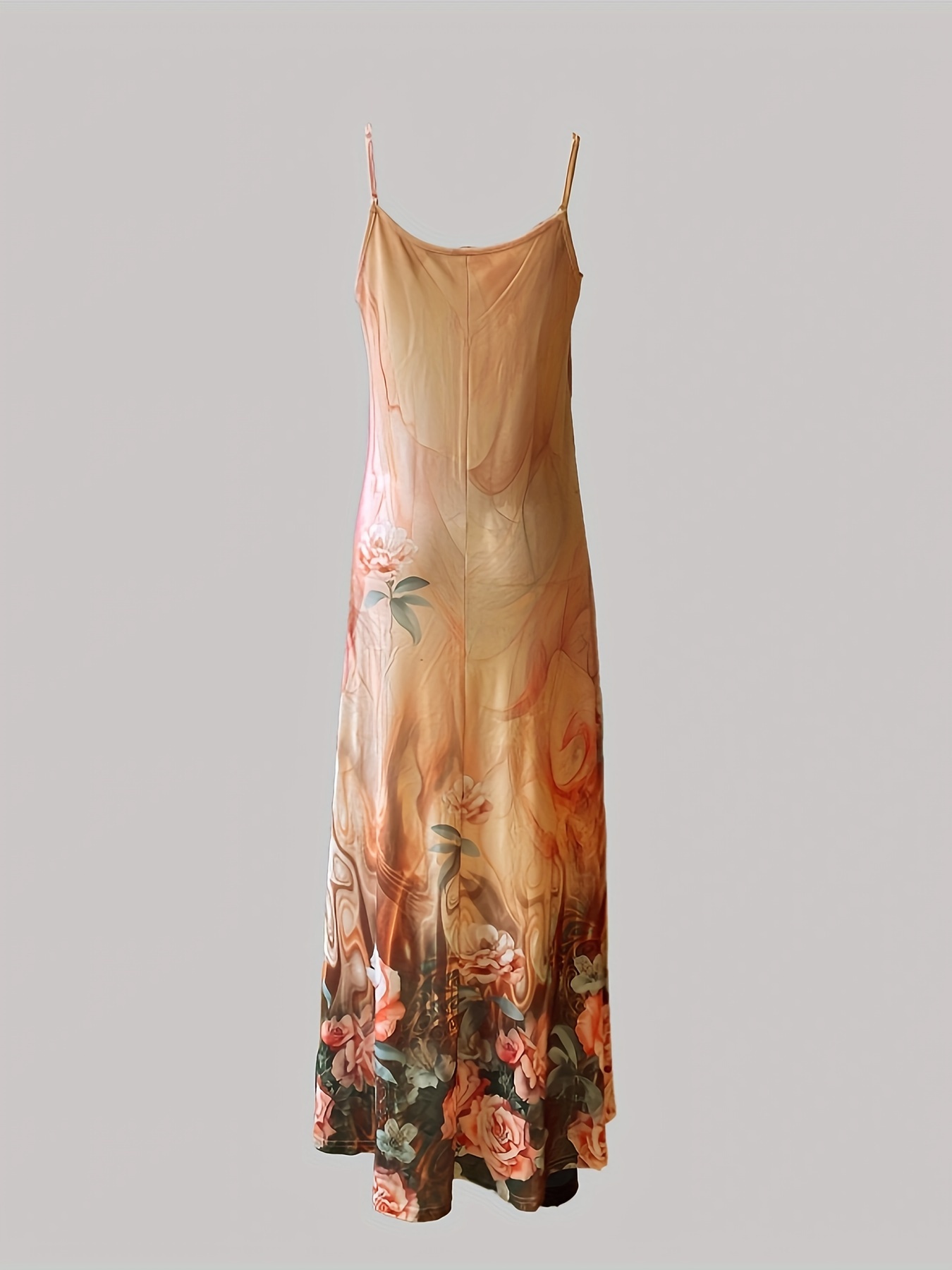 Neck Sleeveless Satin Floral Lace Cami Slip Dress Floral Print